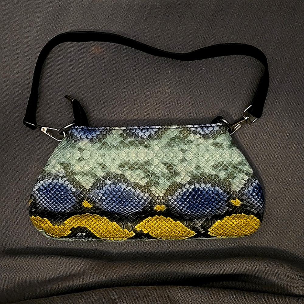 3/$20 Python-Print Mini Shoulder Bag in Blue, Green & Yellow